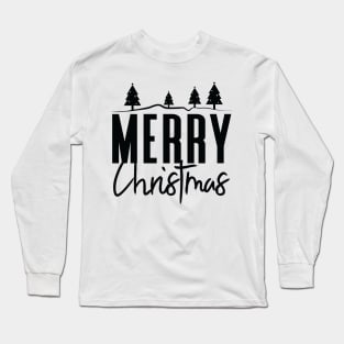 Merry Christmas Everyone with Christmas tree BLACK Long Sleeve T-Shirt